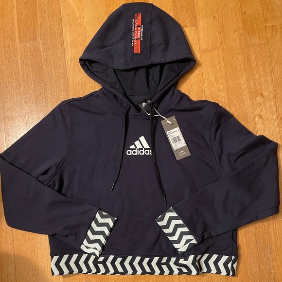 GBL Adidas Cropped Sweatshirt in Navy Blue - Picture 1 of 6